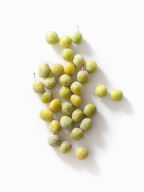 Greemgage plums top view on white background
