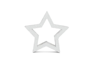 Gri renkli dekoratif yıldız beyaz arkaplanda izole edilmiş.