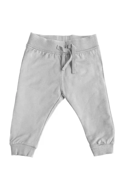 Coton Bébé Pantalon Gris Isolé Sur Fond Blanc — Photo