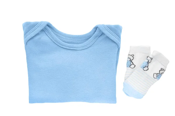 Body Calzini Blu Neonato Isolato Sfondo Bianco Abbigliamento Bambino — Foto Stock