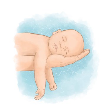 Ailesinin kollarında uyuyan yeni doğmuş bir bebek.