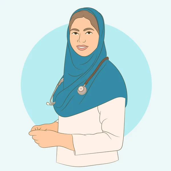 Mulher Médica Muçulmana Confiante Posar Hospital — Vetor de Stock