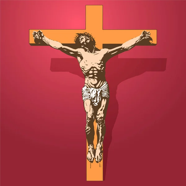 Jesus Christus Kreuz Mit Einer Dornenkrone Auf Dem Haupt Symbol — Stockvektor