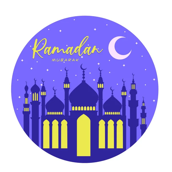 Ramadã Mubarak Ramadã Cartão Noite Saudação — Vetor de Stock