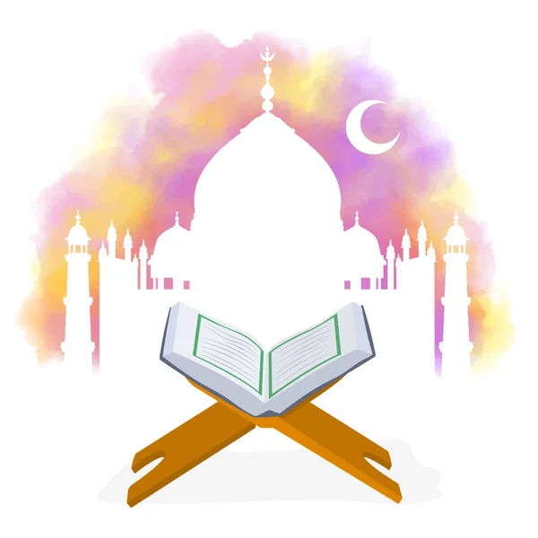 可兰经 清真寺里的穆斯林圣书 — 图库矢量图片