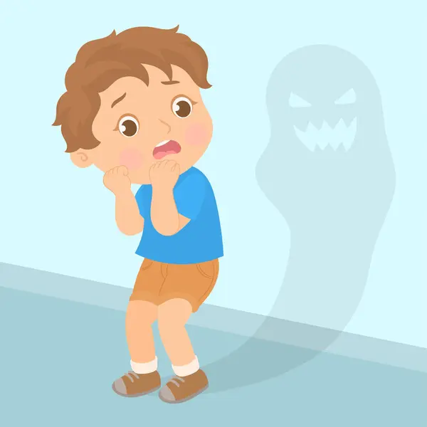 Korkudan ödü kopan bir çocuk.