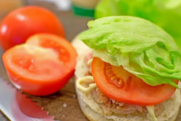 Lechuga sobre tomate — Foto de Stock