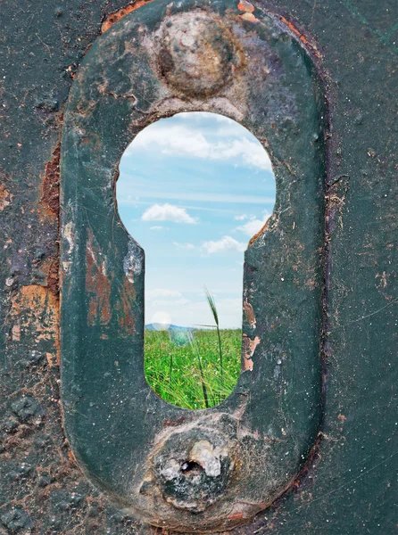Keyhole and meadow — Stock Photo, Image