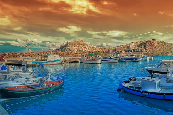 Castelsardo pier at sunset — Stock Photo, Image