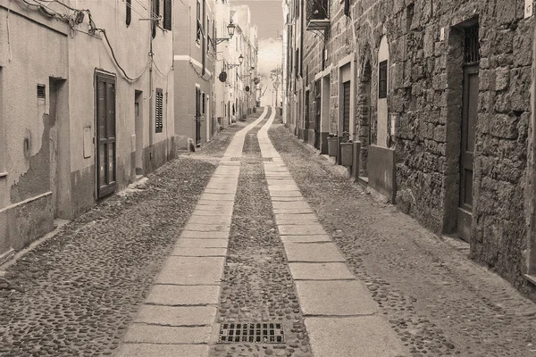 Alghero Straße in Sepia-Ton — Stockfoto