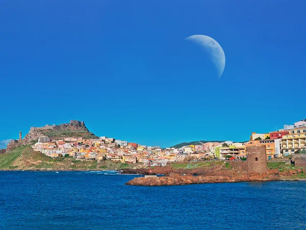 Castelsardo moon — Stock Photo, Image