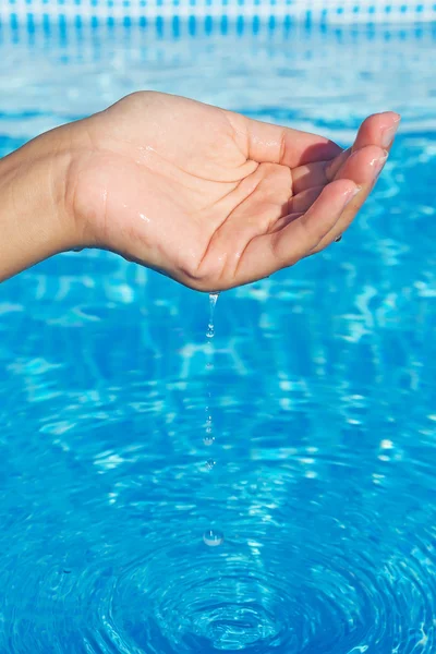 Hand dropping water — Stock Photo, Image