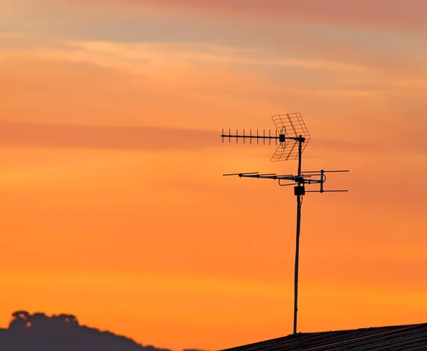 TV-antenne in de schemering — Stockfoto