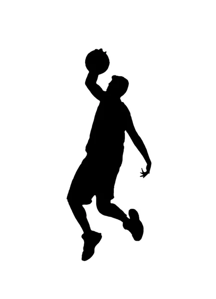 Silhouet van een basketbalspeler — Stockfoto