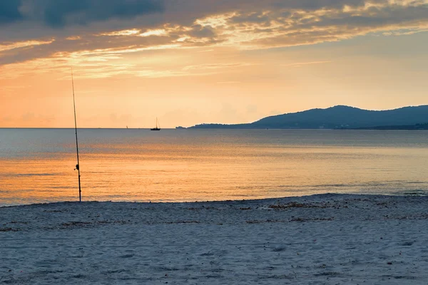 Vara de pesca ao entardecer — Fotografia de Stock