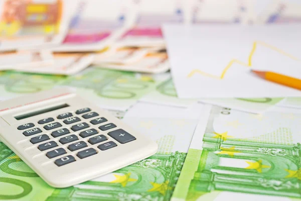 Calculator and euros — Stock Photo, Image