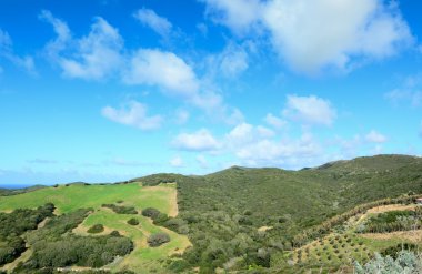 yeşil tepelerin ve bulutlar