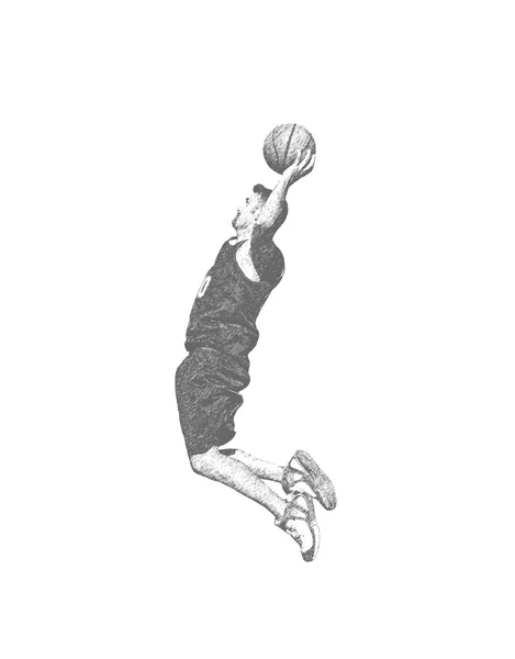 Sketch of a basketball player dunking on white — Stock Photo, Image