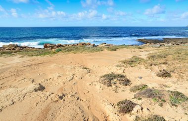 dalgalar ve sarı kayalar