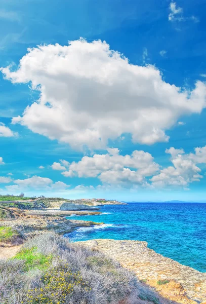 Kustlijn onder wolken — Stockfoto