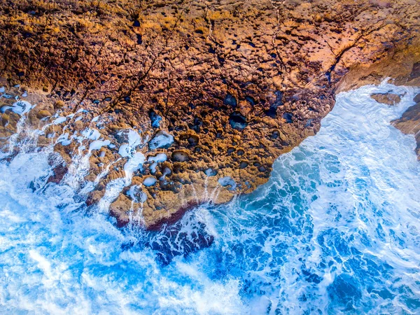 Rocky Shore Rough Sea Seen Sardinia Italy — Stockfoto