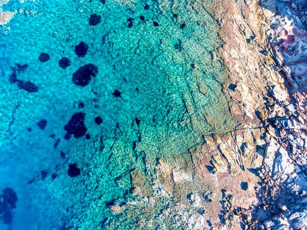 Türkisfarbenes Wasser Und Felsen Porto Ferro Von Oben Gesehen Sardinien — Stockfoto