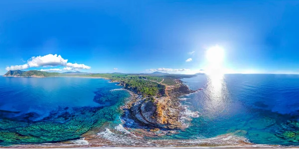 Widok Lotu Ptaka Nad Wybrzeżem Porto Ferro Sardynia Włochy — Zdjęcie stockowe