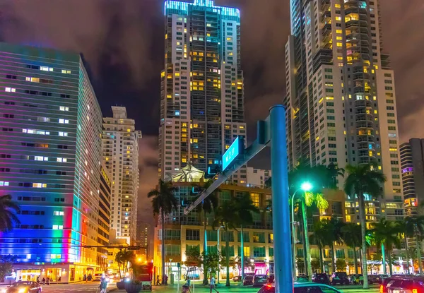 Colorful Night Downtown Miami Florida Usa — Stock Photo, Image