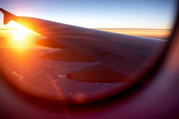 Airplane Overflying California Dawn Usa — Stock Photo, Image