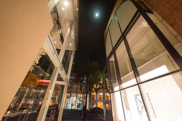 Shop windows in world famous Rodeo Drive at night. California, USA