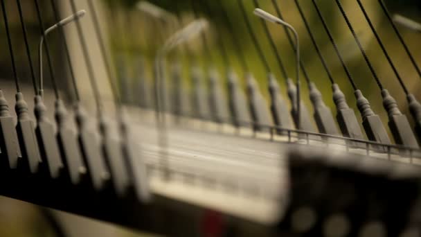 Toy truck on the cable-stayed bridge — Stock Video