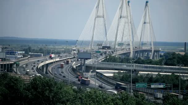 Modern cable-stayed bridge — Stock Video