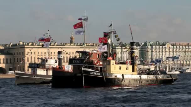 Barco a vapor — Vídeo de Stock