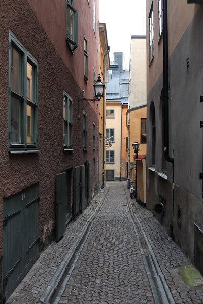 Cityscape, street in old town Stockholm in the autumn