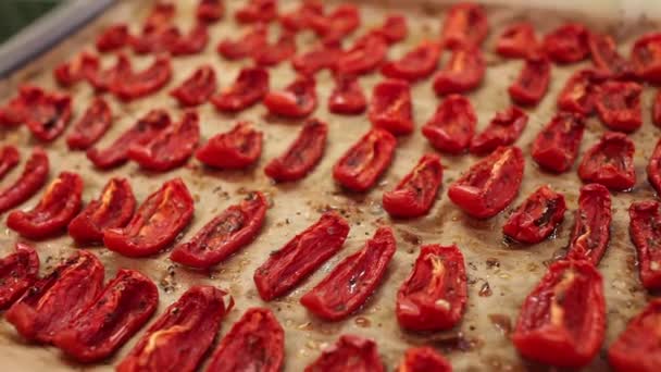 Güneş kurutulmuş domates — Stok video