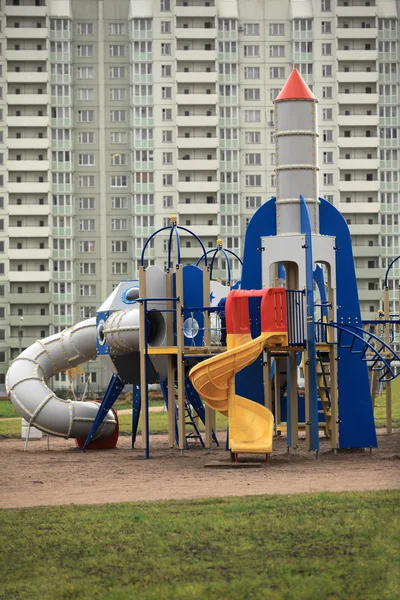 Rocket and spaceport in the playground — Stock Photo, Image