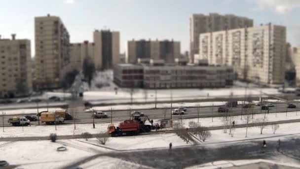 Road and road workers Time lapse — Stock Video