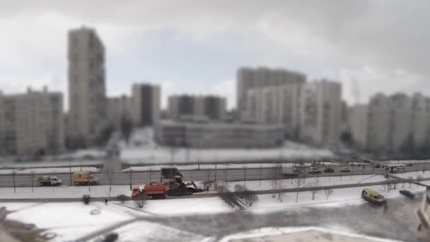 Trabajos de construcción en invierno Time lapse — Vídeo de stock