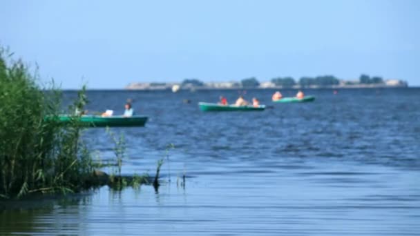 Paseo en bote de remos por el lago — Vídeo de stock