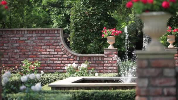 English  garden with a fountain — Stock Video