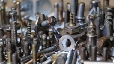 pile of bolts, screws and nuts, locksmith fastener