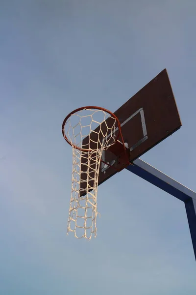 Basketball Backboard Basket Street Basketball Concept Low Angle View — Stock Photo, Image