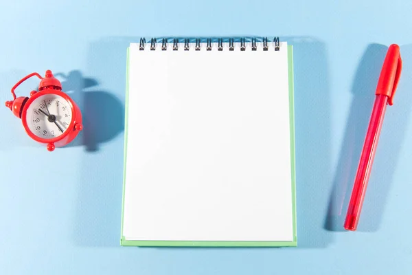 Time Management Notebook Message List Concept Flat Lay Top View — Fotografia de Stock