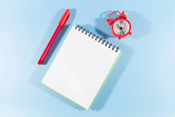 Time Management Notebook Message List Concept Flat Lay Top View — Fotografia de Stock