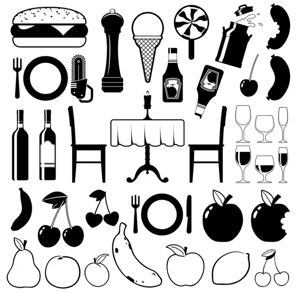 Colección de iconos alimentarios — Vector de stock