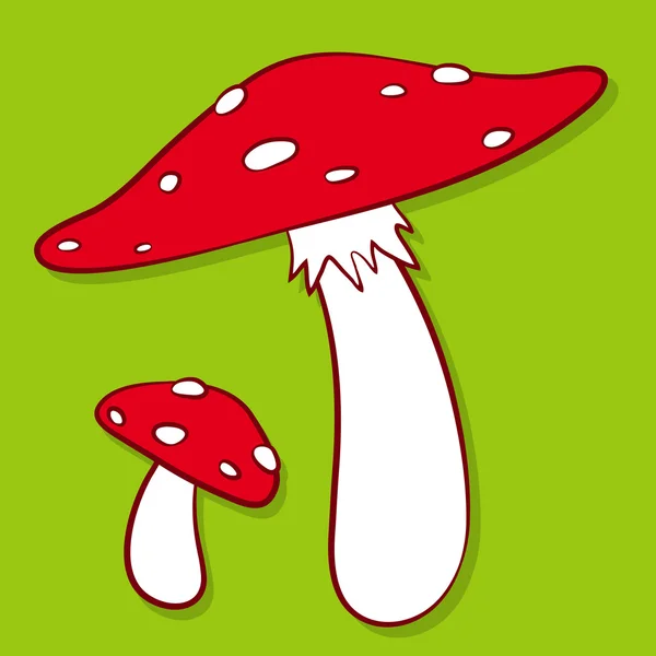 Colourful red spotted fly agaric — Stock vektor