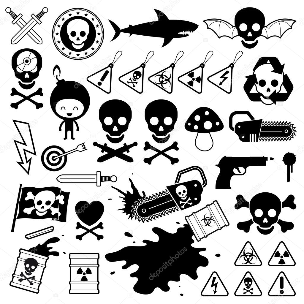 Set of danger skull icons