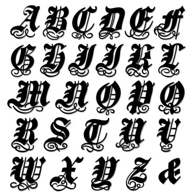 Complete Gothic alphabet