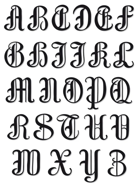 Alphabet complet en caractères ronds serif — Image vectorielle