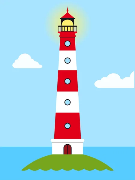 Daytime view of a striped lighthouse — Stock Vector